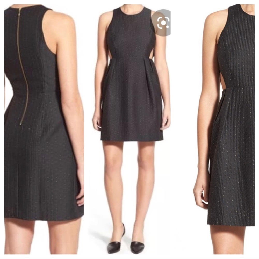 Madewell // cutout waist gold metallic dress 4